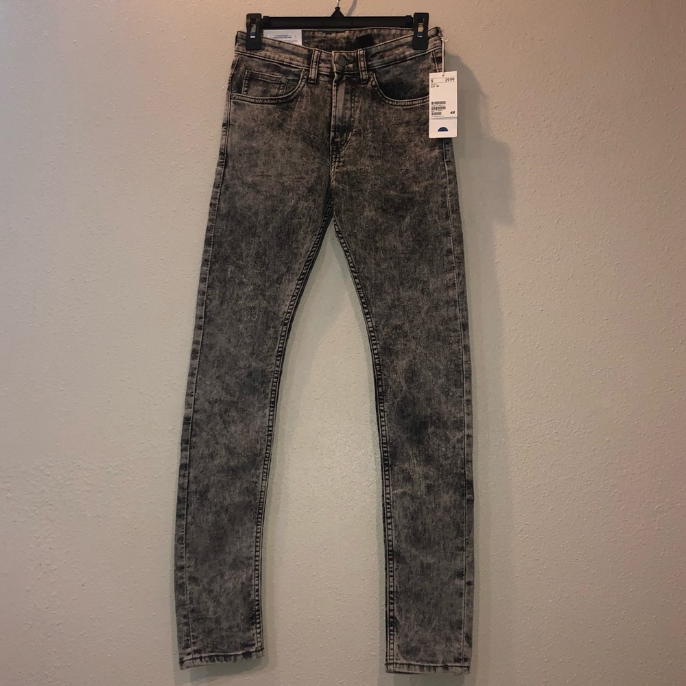 Acid Wash Black Skinny Jeans